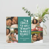 ホープの写真コラージスリルフォトクリスマスティール（緑がかった色） シーズンカード (スタンド正面)