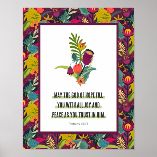 ホープの神の花カラフル柄抽象芸術 ポスター (正面)