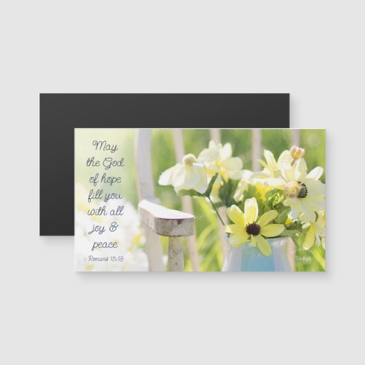 ホープの神引用文黄色い花写真磁石 (正面/裏面)