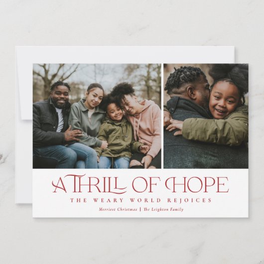 ホープエレガントのスリル2枚の写真レッドクリスマス シーズンカード (正面)