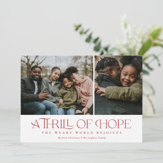 ホープエレガントのスリル2枚の写真レッドクリスマス シーズンカード (スタンド正面)