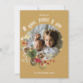 ホープエレガントピースジョイ金ゴールド1フォトホリデー シーズンカード (正面)