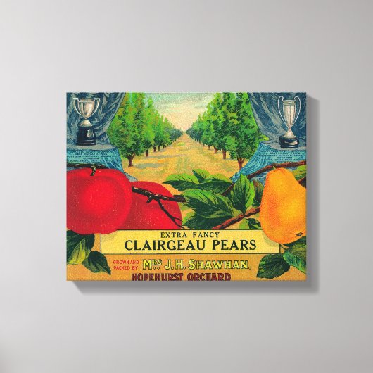 ホープファースト梨クレートラベルペイエット, ID キャンバスプリント (正面)