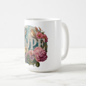 ホープフローラタイポグラフィと鳥植物学 コーヒーマグカップ (正面右)