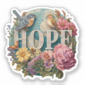 ホープフローラタイポグラフィと鳥植物学 シール (正面)