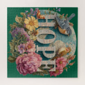 ホープフローラタイポグラフィと鳥植物学 ジグソーパズル (横)