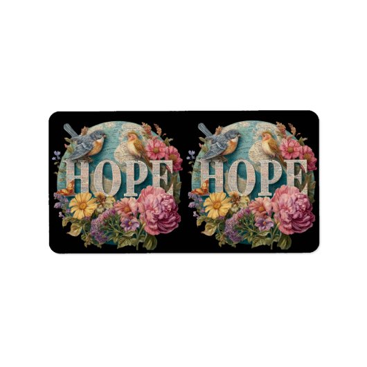 ホープフローラタイポグラフィと鳥植物学 ラベル (正面)