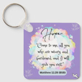 ホープメッセージマシュー11-28 – スクエアメタルキーチェーン キーホルダー (正面)