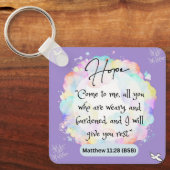 ホープメッセージマシュー11-28 – スクエアメタルキーチェーン キーホルダー (正面)