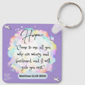 ホープメッセージマシュー11-28 – スクエアメタルキーチェーン キーホルダー (裏面)