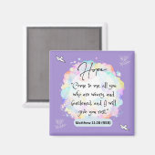 ホープメッセージ – Matthew 11-28 – 角磁石 マグネット (正面/裏面)