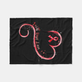 ホープラブレッドリボンハート病認識度 フリースブランケット (正面(横))