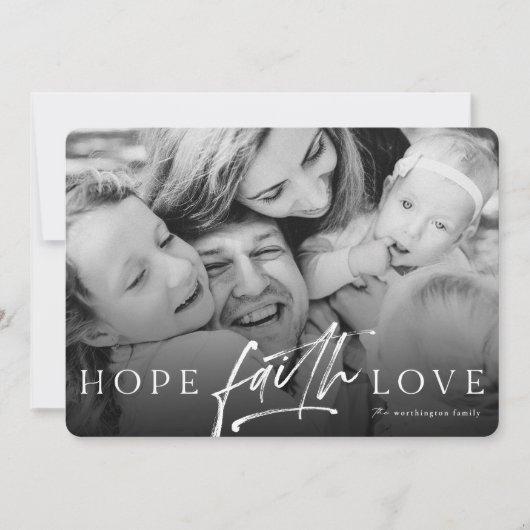 ホープ信仰ラブスクリプト宗教的なクリスマスフォト シーズンカード (正面)