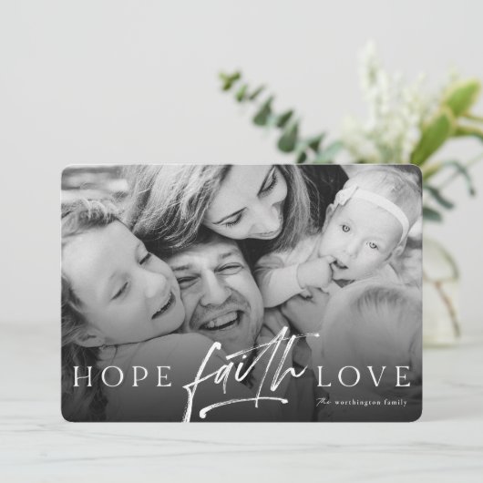 ホープ信仰ラブスクリプト宗教的なクリスマスフォト シーズンカード (スタンド正面)