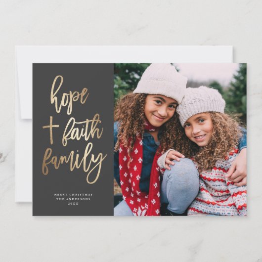 ホープ信仰家族の宗教的なクリスマスの写真 シーズンカード (正面)