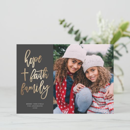 ホープ信仰家族の宗教的なクリスマスの写真 シーズンカード (スタンド正面)