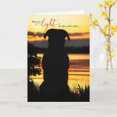 ホープ勇気付けられるドッグシルエットアットアサンセットレイク カード (黄色い花)
