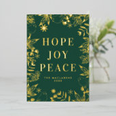 ホープ図解入りの、写真付きのス・ジョイ・ピースグリーンと金ゴールド写真なし 箔シーズンカード (立ち正面)