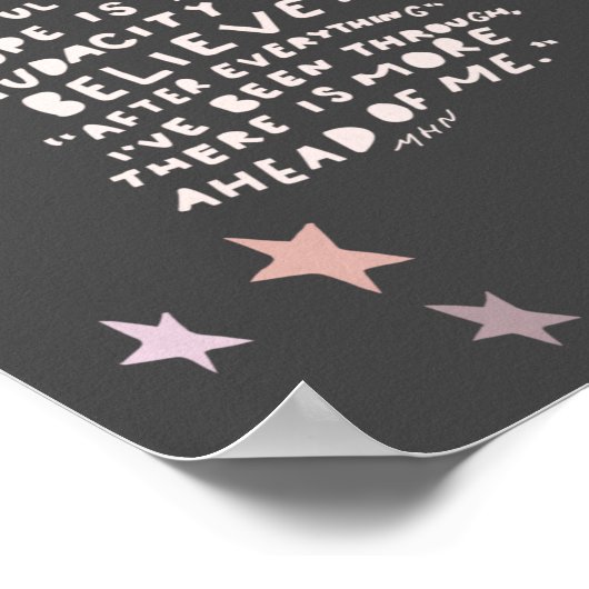 ホープ引用文 – 紫とピンクの月と星 ポスター (角)