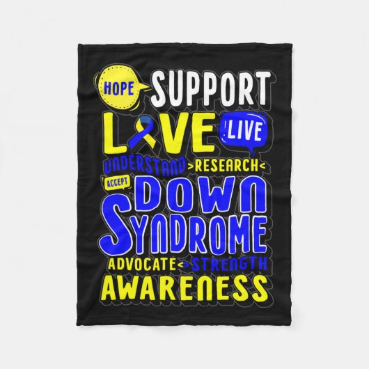 ホープ愛の世界ダウン症候群の日の女性子供 フリースブランケット (正面)