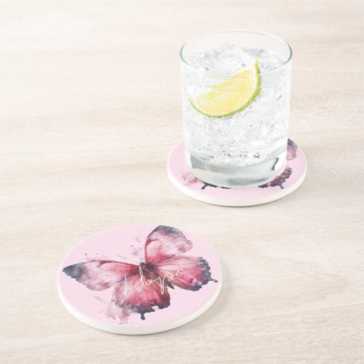 ホープ感動的ピンクバタフライ コースター (側面)