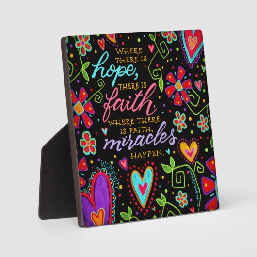 ホープ感動的信仰ミラクルズブラックかわいらし フォトプラーク (正面)
