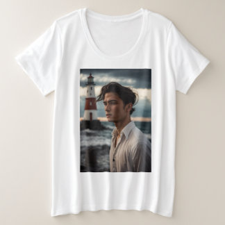 ホープ灯台Tシャツのビーコン プラスサイズTシャツ