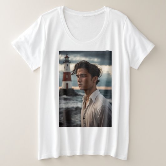 ホープ灯台Tシャツのビーコン プラスサイズTシャツ (デザイン正面)