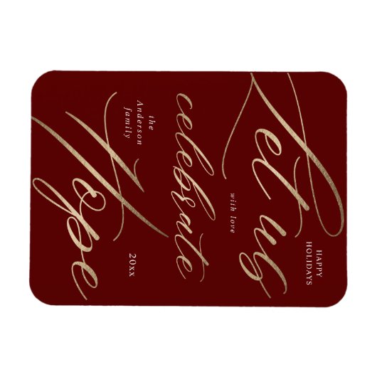 ホープ祝金ゴールド台本ファミリー休日 マグネット (横)