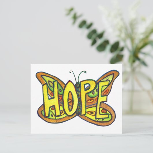 ホープ蝶のワードアート感動的はがき ポストカード (スタンド正面)