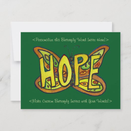 ホープ語アートバタフライウイングカスタム招待状 招待状 (正面)