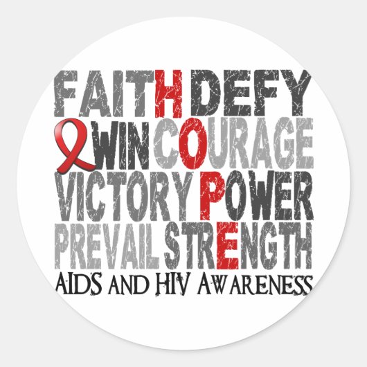 ホープ語コラージュAIDS ラウンドシール (正面)