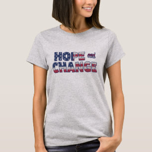ホープ&チェンジ愛国的アメリカ国旗7月4日 Tシャツ