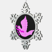 ホープ・ピンク・リボンの鳩 – 乳がん スノーフレークピューターオーナメント (右)