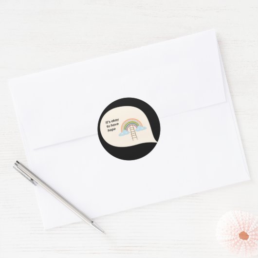 ホープ・レインボー・フード付きスウェットシャツは大丈夫» ラウンドシール (封筒)