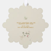 ホープ,平和,喜び金ゴールド赤ホリー写真記念 オーナメントカード (裏面)