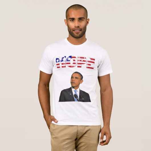 ホープ、米国旗のバラク・オバマ・シャツ大統領 Tシャツ (正面フル)