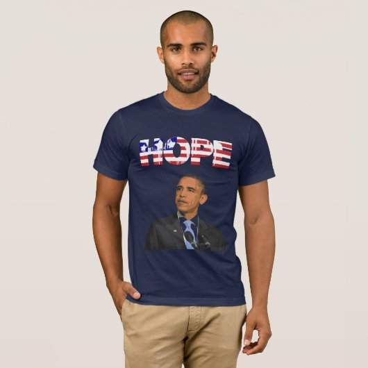 ホープ、米国旗のバラク・オバマ・シャツ大統領 Tシャツ (正面フル)
