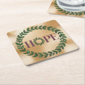 ホープBurgundy金ゴールドコースターセット スクエアペーパーコースター (アングル)