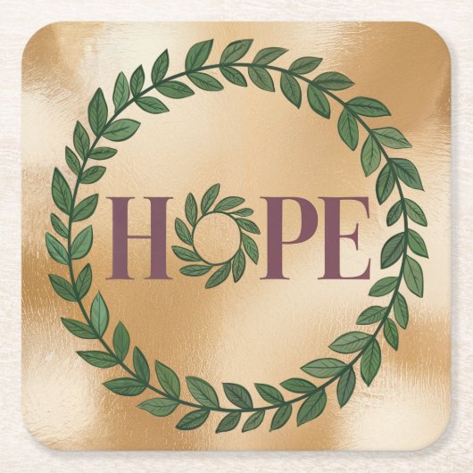 ホープBurgundy金ゴールドコースターセット スクエアペーパーコースター (正面)