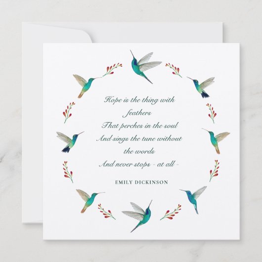 ホープHummingbird悔やみや弔慰サンキューカード (正面)