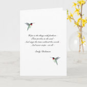 ホープRubyの喉を通したハミングバード カード (黄色い花)