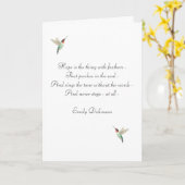 ホープRubyの喉を通したハミングバード カード (黄色い花)