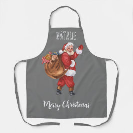 ホーホメリークリスマスモノグラムのサンタクロース エプロン