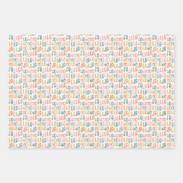 ホーホーかわいいおもしろいカラフルクリスマス ラッピングペーパーシート