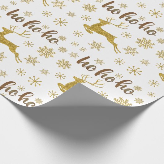 ホーホーかわいい光沢のあるグラムゴールデン高級クリスマスギフト ラッピングペーパー (角)