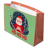 ホーホーかわいい色レトロモダンクリスマスグリーン ラージペーパーバッグ (裏面アングル)