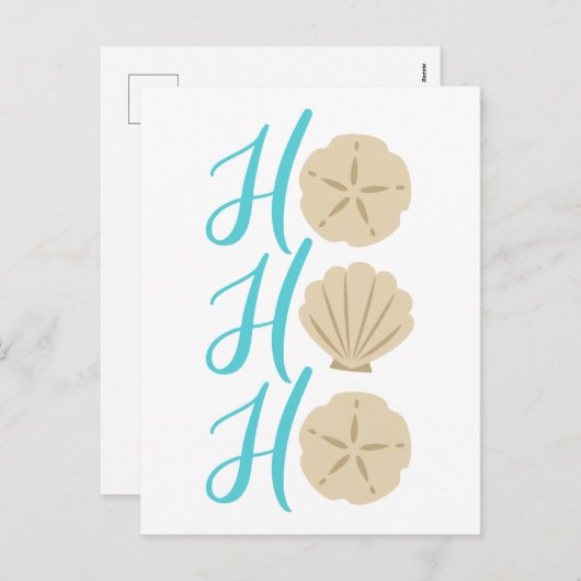 ホーホービーチクリスマスサンドドルとシェル シーズンポストカード (正面/裏面)