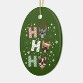 ホーホーフランスのブルドッグメリークリスマス セラミックオーナメント (左)