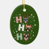 ホーホーフランスのブルドッグメリークリスマス セラミックオーナメント (裏面)